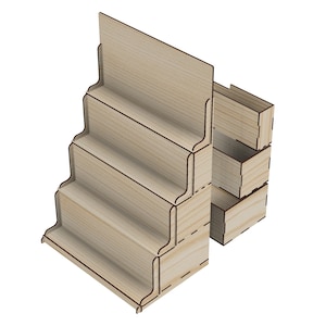 450x600mm 4 Layers Product Display Stand with Drawer in Back vector file for laser cut, for Storage, Store Display, Glowforge SVG