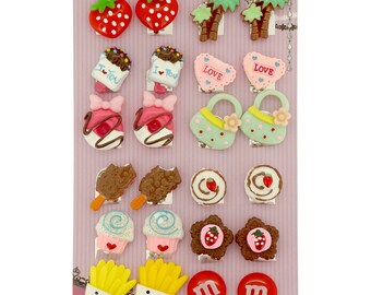 Little Girl Clip-on Earrings, Big Size Lovely and Cut Design, Pack of 12 Pairs