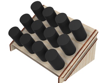12 flessen, 3x4 Essential Oil Display Stand Shelf Holder, Laser Cut Template Klaar voor Glowforge SVG Ready Laser Cut File