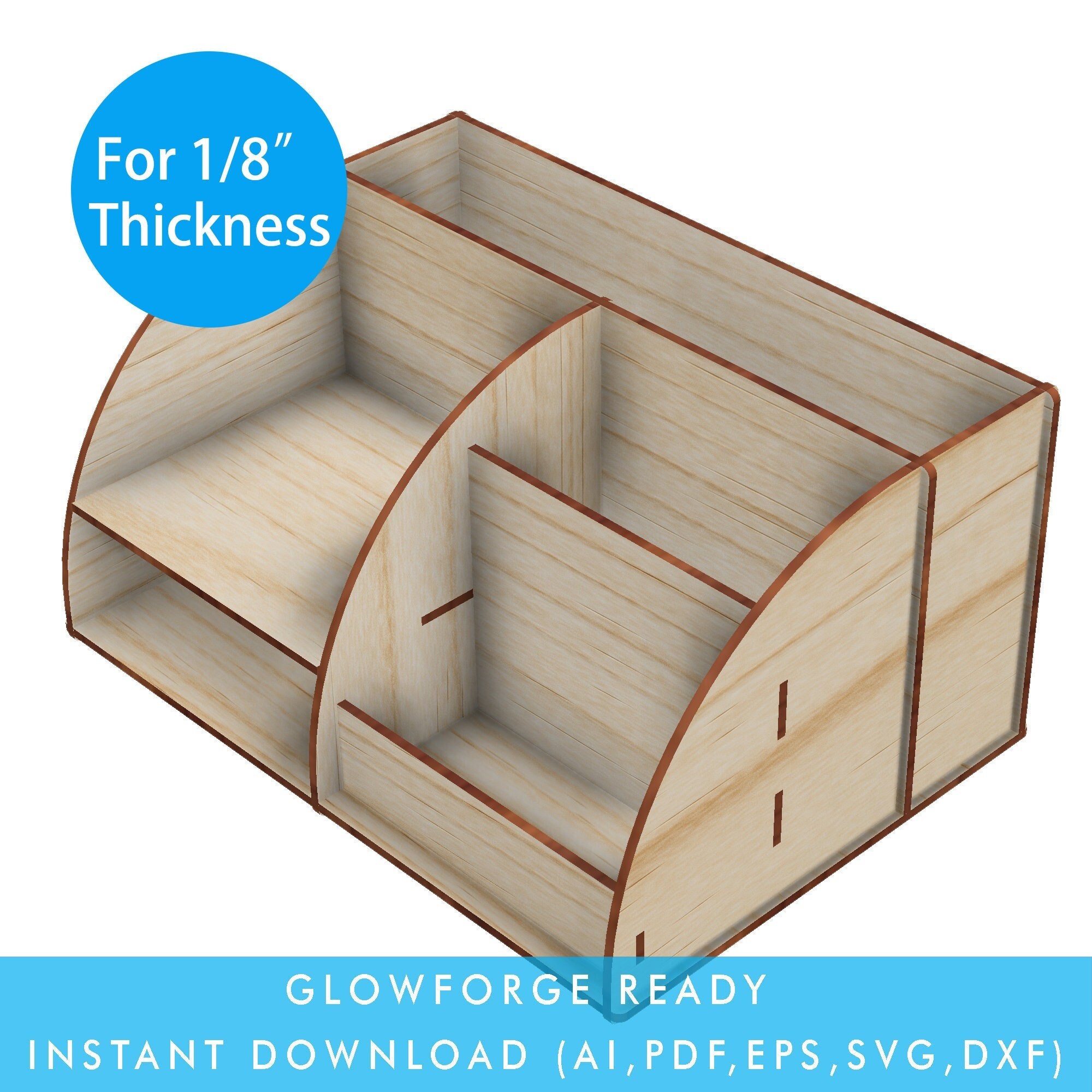 Small Organizer for Desktop / Design for Wood Shelf / Vectors for Laser Cut  / Shelf for Desk Objects / Laser Templates Dxf Dwg Ai Pdf Svg 