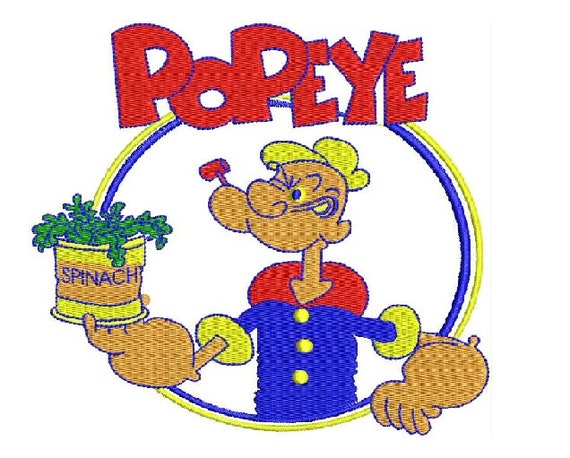 cartoon popeye sailor man embroidery designs instant etsy
