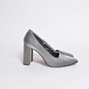 Vintage 90er Silberne Chunky Heel Schuhe