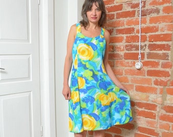 Vintage 90s Abstract Print Summer Dress - Size Large