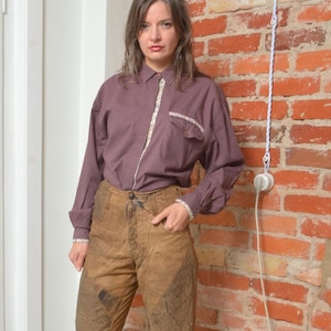 Vintage 90s Western Style Loose Fit Blouse With Floral Trim - Size Small