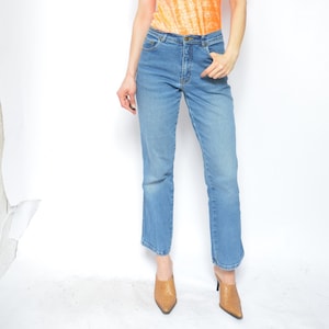 Vintage 90&#39;s Blue Denim Jeans /Acid Wash High Waisted Jeans / Grunge Straight Leg Denim Trousers  / Blue Denim Moms Jeans - Size Large