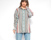 Western Style Shirt Vintage 90s Southwestern Long Sleeve Button Top - Size Large extra Large