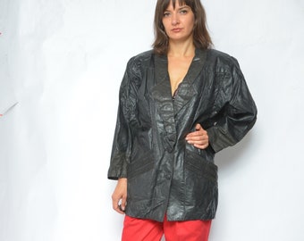 Vintage Pierre Balmain Leather Blazer: 80s Oversized Jacket