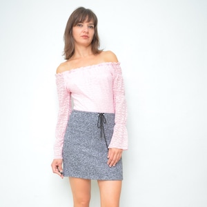 Off The Shoulder Top / Vintage 90s Light Pink Shoulderless Blouse - Size Small