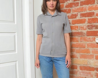 Vintage jaren '80 Mid Sheer Button Collared Shirt - Maat Klein