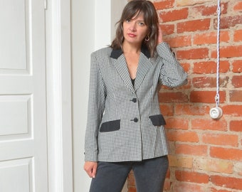Vintage 80s Checkered Button Blazer jacket - Size Small