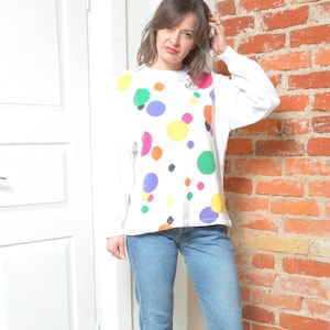 Vintage 90s Multicolor Polka Dot Sweater - Size Medium
