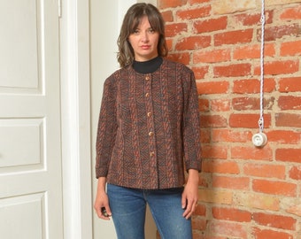 Vintage 90s Geometric Pattern Multi Color Button Blazer - Size medium
