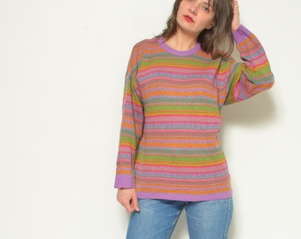 Colorful Vintage 90s Geometric Sweater - Size M
