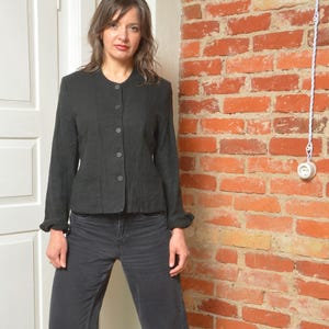 Vintage 90s Linen Short Blazer – Button Front, Lightweight Jacket – Size Small