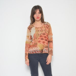 トップス Hand Painting Sheer Tops GULJOY Sheer Mesh Tops for Women See Through T-Shirts Short