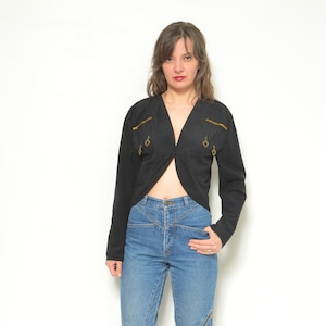 Vintage 90er Jahre Cropped Jacke - Herzform Zipper Pull Tabs Größe S M