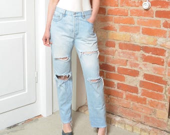 Vintage 90s Levi’s Ripped Acid Wash Grunge Jeans – zniszczone, rozmiar W30