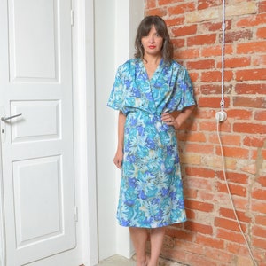 Vintage 80s Floral Pattern Short Sleeve Dress - Size Medium