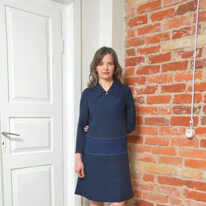 Vintage 80s Wool Long Sleeve Classic Dress - Size Small