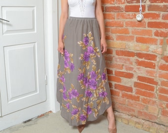 Vintage 90s Floral Maxi Skirt - Size Large