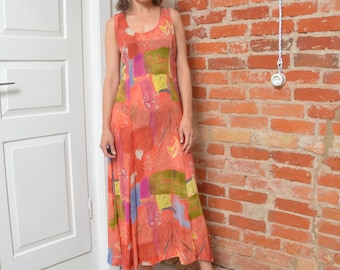 Vintage 90s Floral Sheer Mesh Dress - Size Medium
