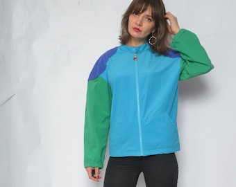 Chaqueta Fila Color Blocking / Vintage 90's Colorful Sports Blazer - Tamaño Mediano
