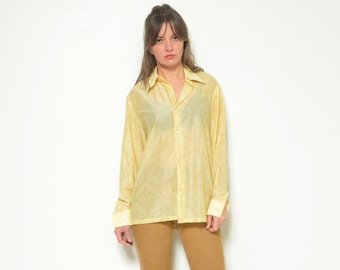 80's Abstract Print Collared Shirt / Vintage 1980s Long Sleeve Collared