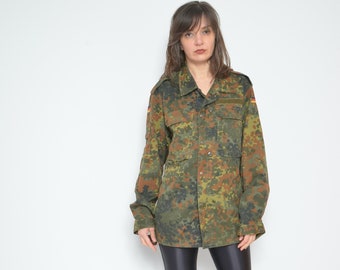 Camouflage Jacket / Vintage 90s  Button Army Military Shirt - Size Medium