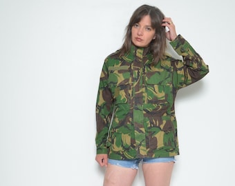 Camouflage Jacket / Vintage 90s  Army Military Hunter Zipper Shirt - Size Medium