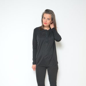 Vintage Woman Black Top / French Top / Pariken Paris Top / 90s Black Top / Casual Day Loose Top /Small Medium Black Top /French Blouse