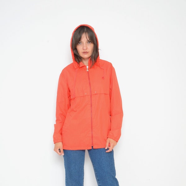 Sports Hood Jacket / Vintage 80's Waterproof Zipper  Long Sleeve Pockets Rain Blazer /  Jumper - Size Large