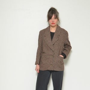 Tweed Wool Blazer / Vintage 80s Button Jacket With Pockets - Size Medium
