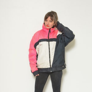 Ski Jacket  / Vintage 90s  Color Blocking Zipper Skiing  Colorful Jacket - Size Medium
