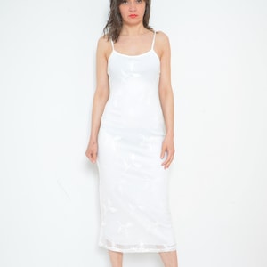 Fishnet Maxi Dress / Vintage 90s Net Sleeveless Strappy Sundress   - Size Small