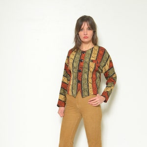 80s Cropped Colorful Blazer / Vintage Myung Duk  1980s Abstract Print Button Short Blazer - Size Small