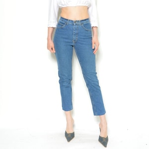 Blue Denim Jeans /Vintage 90&#39;s  High Waisted Straight Leg Blue Jeans   - Size  Small