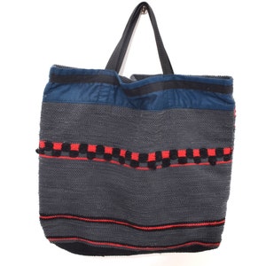 Sac fourre-tout en tissu vintage années 80, grand sac à bandoulière géométrique en blocs de couleurs
