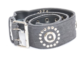 Vintage jaren 2000 denim riem met studs / brede jeansriem