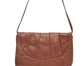Vintage 80s Real Leather Rectangular Purse - Shoulder Bag