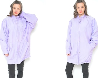 ビッグスリーブレインジャケット / ヴィンテージ80年代オーバーサイズジッパースナップボタンライトコート - サイズL