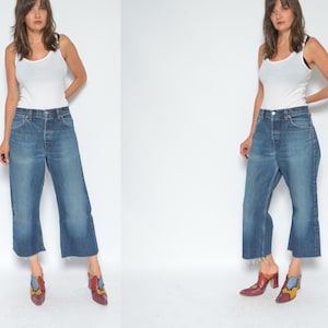 Calça Jeans Levi&#39;s Cropped Vintage dos Anos 90 - Azul Denim Tamanho 34