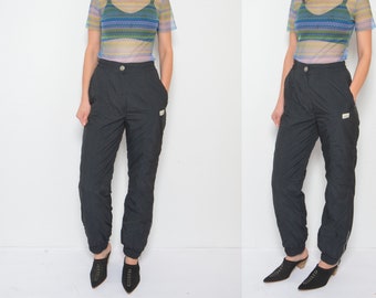 Vintage 80s Etirel Ski Pants: Black Elastic Waist Snowboarding Trousers - Medium
