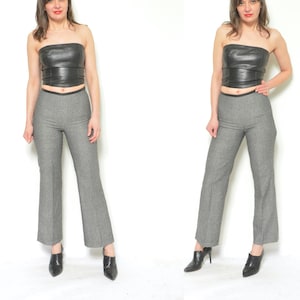 Vintage wollen chevronbroek jaren 90: broek met hoge taille XS