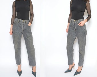 Jean en denim noir / pantalon boyfriend en denim grunge vintage des années 90 - taille 30