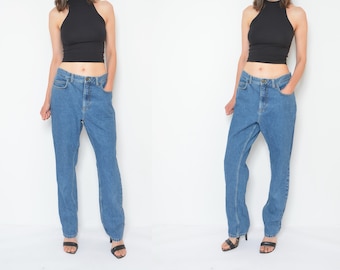 High Waist Blue Mom Jeans / vintage 90s Tapered Leg Relax Fit Denim Pantalon - Taille Large