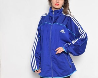 Vintage 90&#39;s Adidas Blue Zipper Jacket
