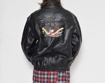 ジャケット・アウター 80s short real leather bomber jacket vtg 80s vtg short real leather bomber jacket - メルカリ