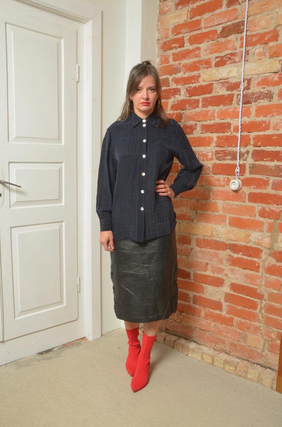 Vintage 90s Geometric Pattern Collared Loose Fit … - image 4