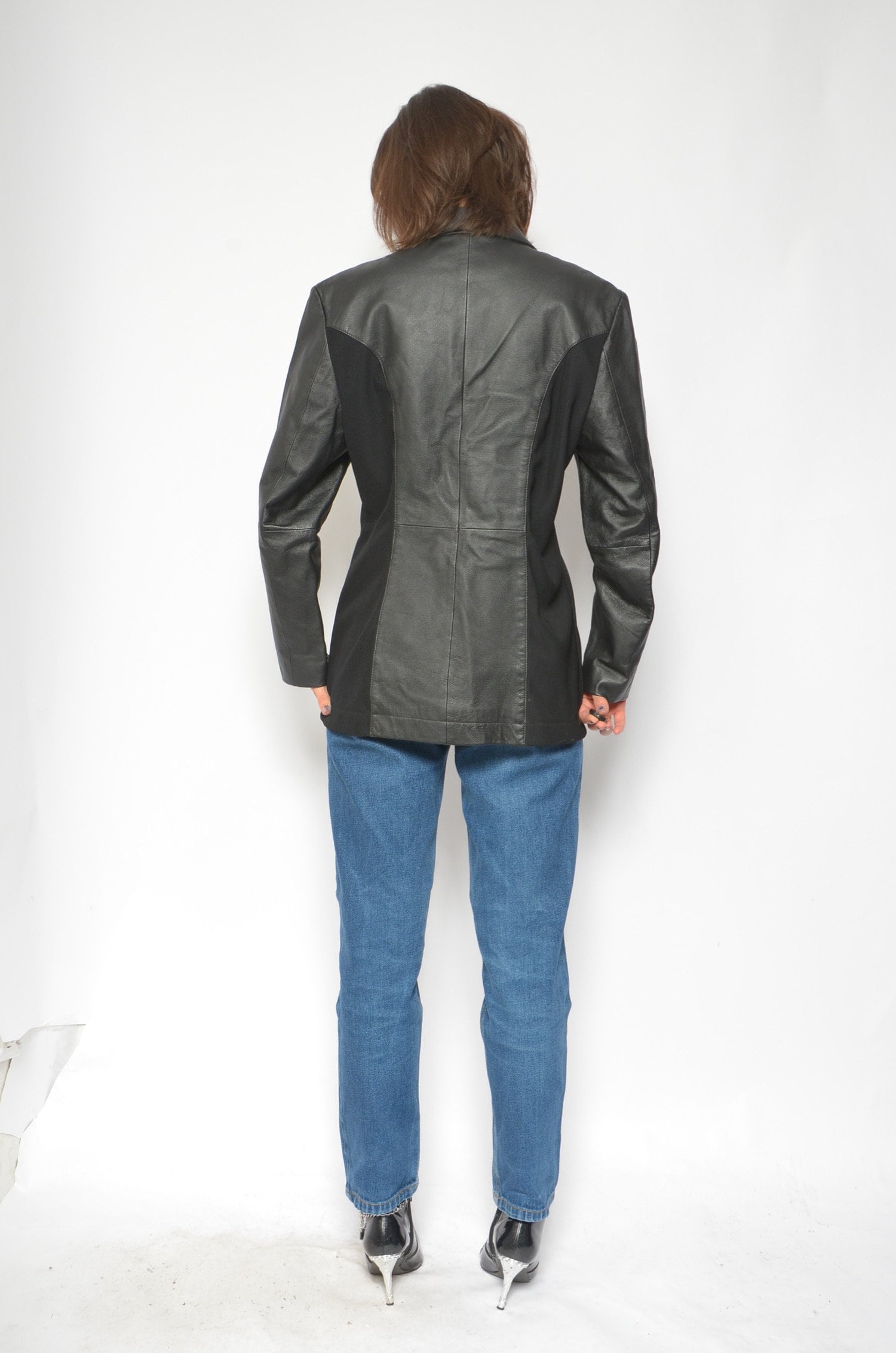 Real Leather Jacket / Vintage 90s Button Genuine Leather
