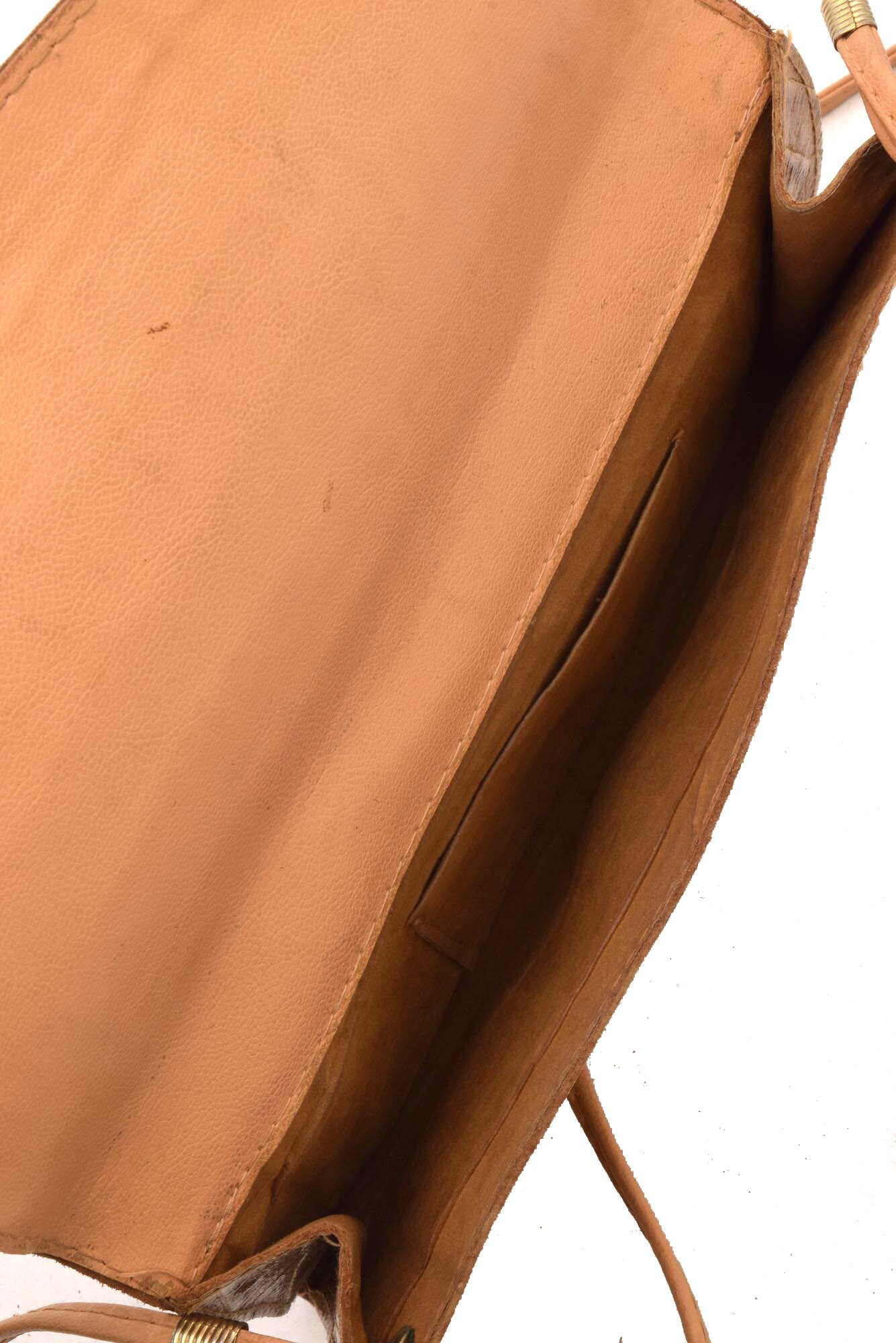 Sac à Main Vintage En Cuir Reptile Marron - Lanière Métal - Très Bon état - Style Rétro